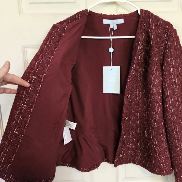 Hill House The Valentina Jacket Tweed Blazor Burgundy Maroon Jacket - Picture 9 of 10